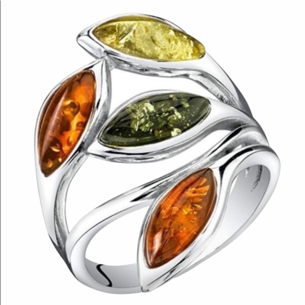 Amber 🍂 silver ring